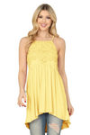 Yellow Spaghetti Strap with Paisley Crochet Lace Detail Sleeveless Top - Pack of 6