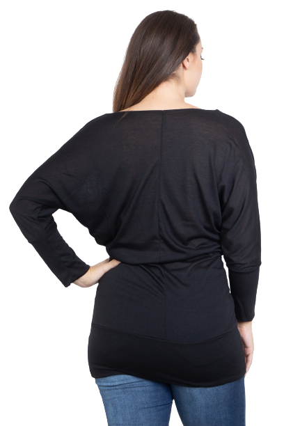 Black Plus Size Dolman Sleeve Cowl Neck Dress - Pack of 6