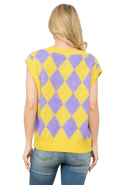 Yellow Purple Checker Vest - Pack of 6