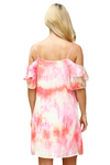 Coral Yellow Spaghetti Straps Off Shoulder Tie Dye Dress - Pack of 6