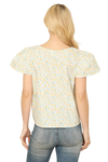 Ivory Yellow Floral Print Knot Top - Pack of 6