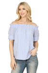 Puff Sleeve Mock Neck Top Dusty Blue - Pack of 7
