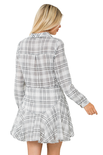 Ivory Black Multi Plaid Button Detail Dress  - Pack of 6