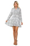 Ivory Black Multi Plaid Button Detail Dress  - Pack of 6