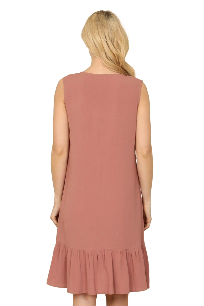 Mauve Solid V Neck Button Down Dress  -  Pack of 5