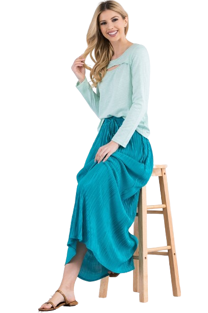 Jade Crinkled Texture Bodre Midi Skirt - Pack of 6