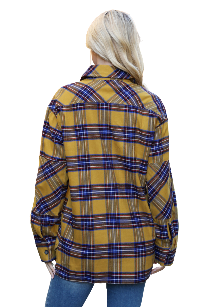 Mustard Plaid Button Detail Top - Pack of 6