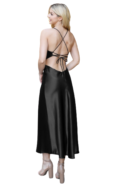 Black Spaghetti Strap Backless Dress  - Pack of 6