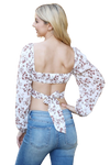 White Brown Floral Tunnel Detail Long Sleeve Crop - Pack of 6