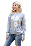 Heather Grey Plus Size Floral Print Pull Over Top - Pack of 6