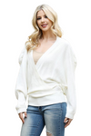 3/4 Sleeve Blouse with Front Button Closures Ivory - Pack of 6