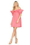 Rose Pink Ruffled Off Shoulder Dress -  Pack of 6
