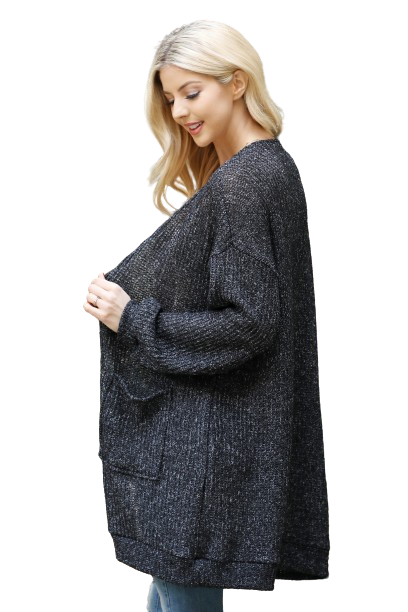 Charcoal Long Sleeve Open Front Knit Cardigan - Pack of 6