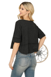 Charcoal Front Pleated & Button Detail Crop Top - Pack of 6