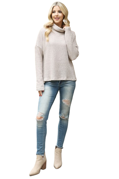 Oatmeal Long Sleeve Back Twist Knot Top - Pack of 6