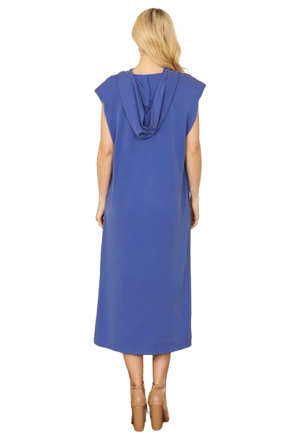 Royal Blue Hoodie Cap Sleeve with Side Pockets Dress - Pack of 6