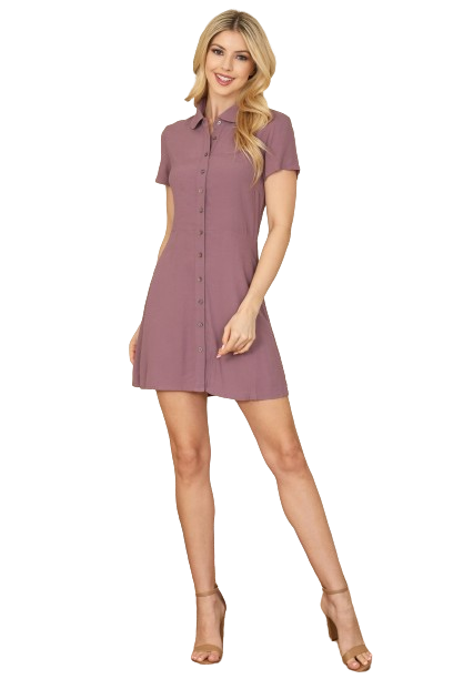 Lilac Collared Button Down Mini Dress - Pack of 5