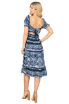 Navy Green Print Square Neck Puff Sleeve Dress - Pack of 5