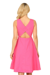 Hot Pink Sleeveless V Neck Button Detail Solid Dress -  Pack of 5