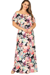 Plus Size Short Sleeve V Neck Floral Print Dress with Side Pocket Detail Ivory Multi - Pack of 6