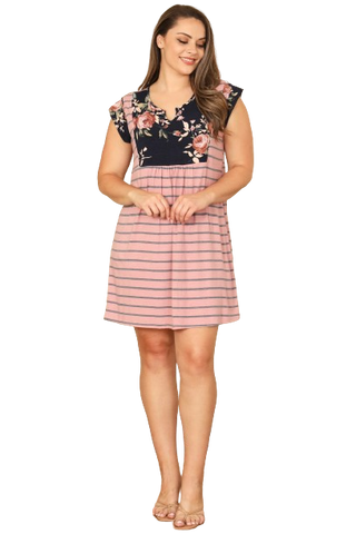 Apricot Plus Size Spaghetti Strap Floral Mini Dress- Pack of 6