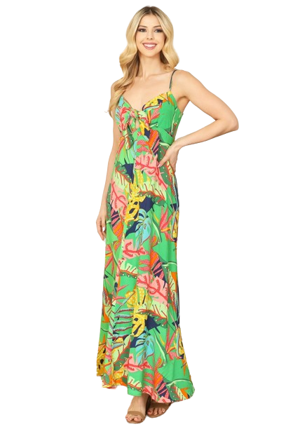Tropical Multi Spaghetti Strap Front Knot Maxi Dress -  Pack of 5