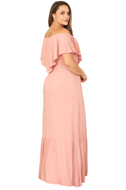 D. Pink Plus Size Off Shoulder Solid Maxi Dress - Pack of 6
