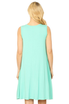 Mint Round Neck Sleeveless Side Pocket Solid Dress -  Pack of 4