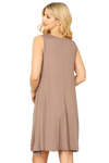 Mocha Round Neck Sleeveless Side Pocket Solid Dress -  Pack of 4