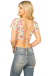 Multicolor Short Puff Sleeve Back Tie Floral Crop Top - Pack of 6
