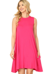 D. Pink Sleeveless Side Pocket Flowy Hem Solid Dress -  Pack of 4