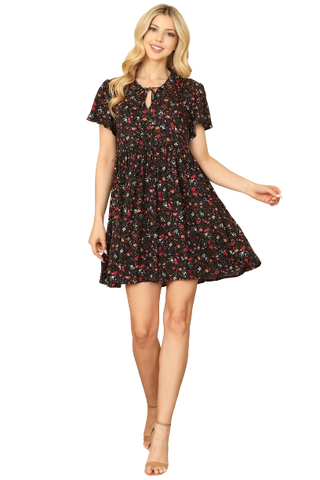 Blue Side Cut Out Puff Sleeve Floral Mini Dress -  Pack of 5