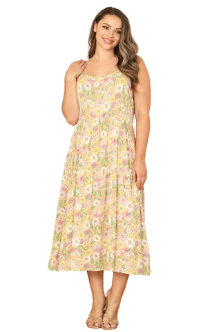 Plus Size Floral Print Dress with Ruffled Navy Multi - Pack of 6
