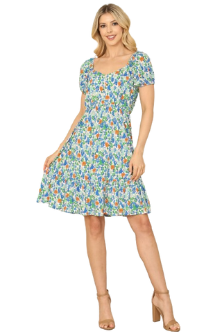 Magenta Square Necklines Puff Sleeve Mini Dress -  Pack of 6