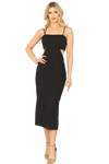 Black Spaghetti Strap Side Cut Out Detail Back Slit Solid Mini Dress -  Pack of 6