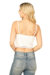 White Spaghetti Strap Sweetheart Neck Textured Solid Crop Top - Pack of 6