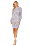 Lavender Long Sleeve Leopard Knitted Dress - Pack of 6
