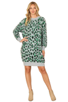 Grey Green Long Sleeve Leopard Knitted Dress - Pack of 6