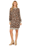 Grey Black Long Sleeve Leopard Knitted Dress - Pack of 6
