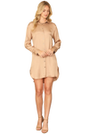 Hazelnut Long Sleeve Collared Button Down Curve Hem Dress - Pack of 5