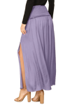Lavender Shirred Waist Double Thigh Split Satiny Skirt - Pack of 5