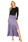 Lavender Shirred Waist Double Thigh Split Satiny Skirt - Pack of 5