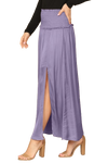 Lavender Shirred Waist Double Thigh Split Satiny Skirt - Pack of 5