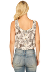 Natural Leaf Print Square Neck Flowy Crop Top - Pack of 5