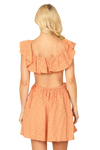 Peach Deep Neck Ruffle Detail Side Cut Out Eyelet Mini Dress - Pack of 5