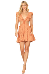 Peach Deep Neck Ruffle Detail Side Cut Out Eyelet Mini Dress - Pack of 5