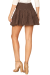 Brown Shirred Waist Eyelet Ruffle Layered Hem Mini Skirt  - Pack of 5