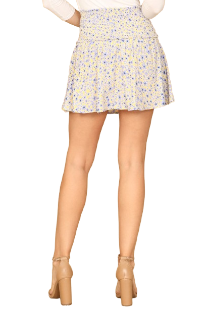 Yellow Lilac Smocked Waist Floral Skirt - Pack of 5
