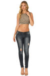 Olive Sleeveless Garterized Plaid Crop Top - Pack of 5