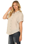 Khaki Roll Up Short Sleeve Collared Button Down Plaid - Pack of 5
